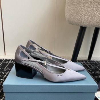 Prada Satin cut-out pumps 6.5cm Grey 2024 1I740N (KL-241115093)