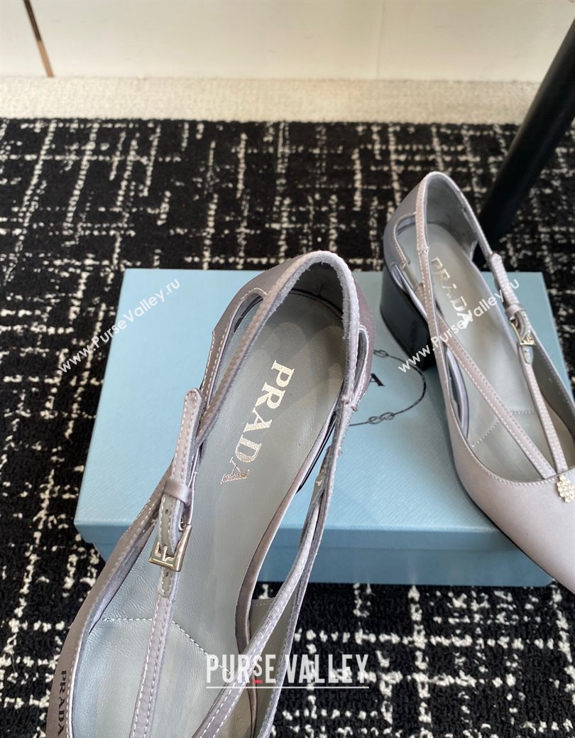 Prada Satin cut-out pumps 6.5cm Grey 2024 1I740N (KL-241115093)