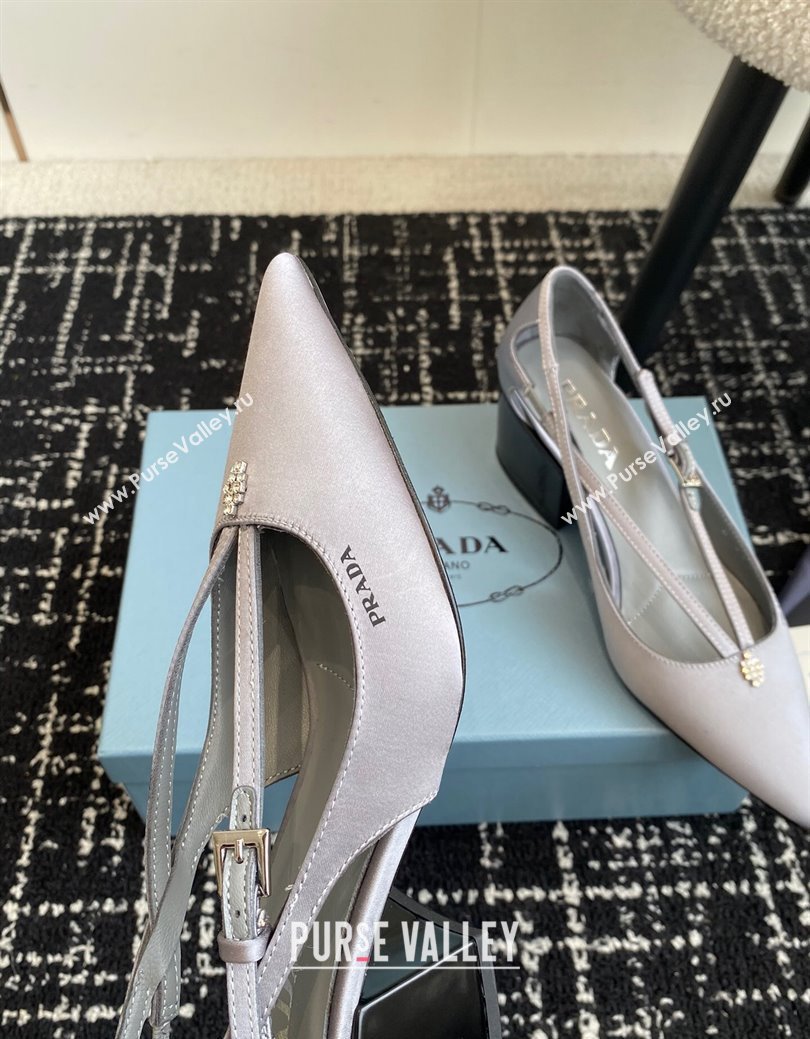 Prada Satin cut-out pumps 6.5cm Grey 2024 1I740N (KL-241115093)