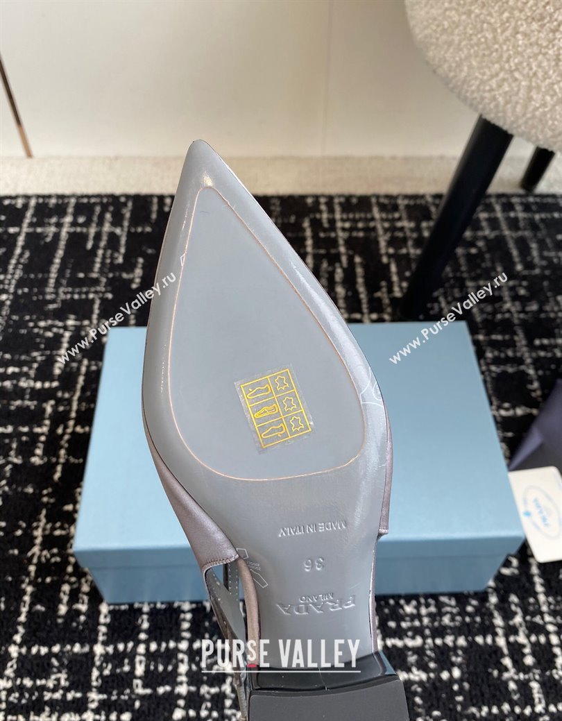 Prada Satin cut-out pumps 6.5cm Grey 2024 1I740N (KL-241115093)