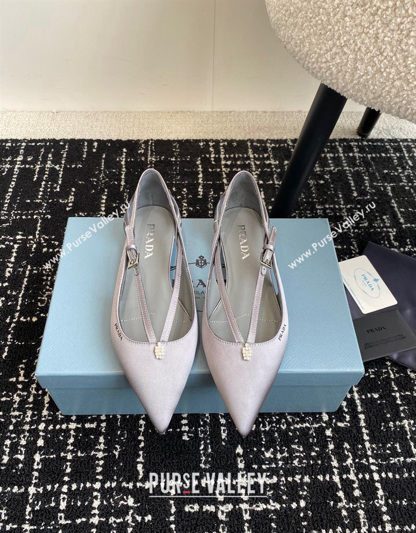 Prada Satin cut-out ballerinas flats Grey 2024 1I740N (KL-241115109)