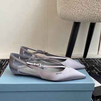 Prada Satin cut-out ballerinas flats Grey 2024 1I740N (KL-241115109)