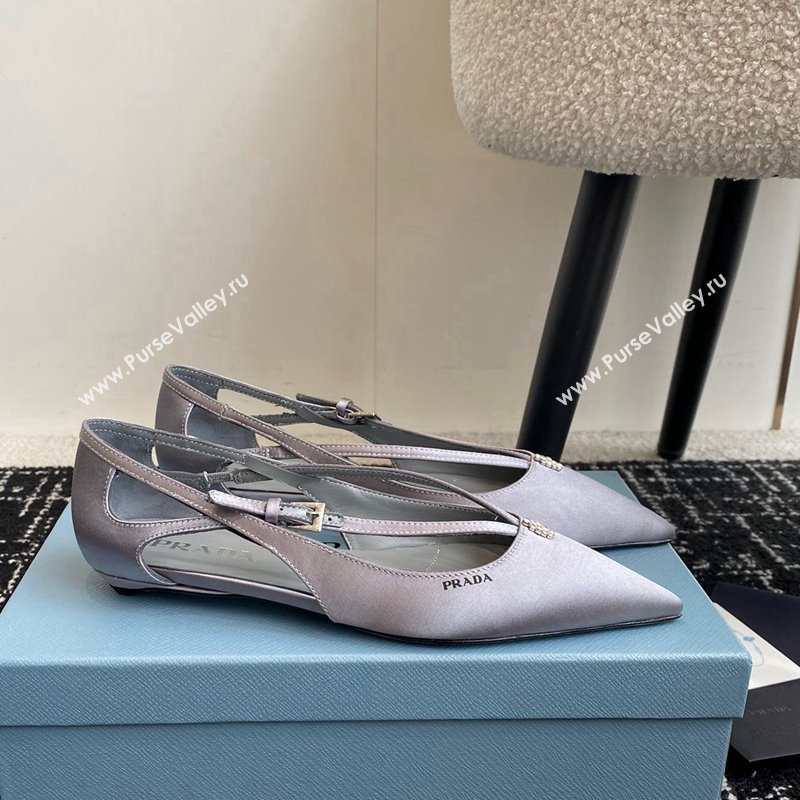 Prada Satin cut-out ballerinas flats Grey 2024 1I740N (KL-241115109)