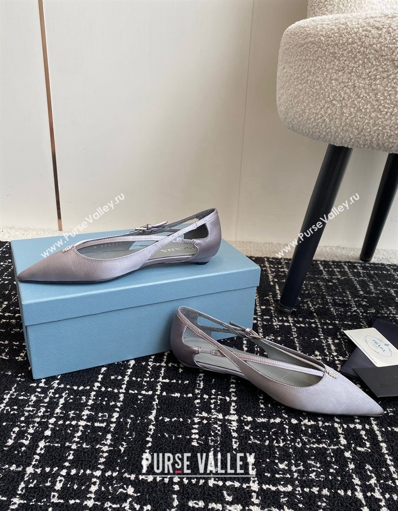 Prada Satin cut-out ballerinas flats Grey 2024 1I740N (KL-241115109)