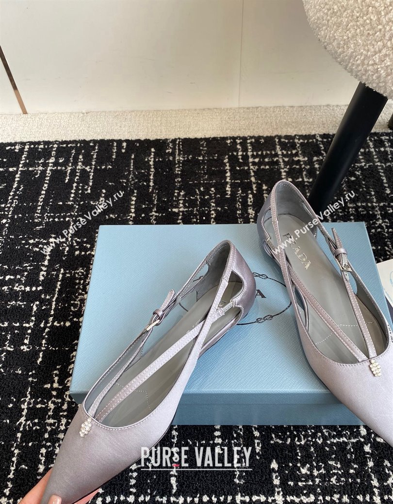 Prada Satin cut-out ballerinas flats Grey 2024 1I740N (KL-241115109)