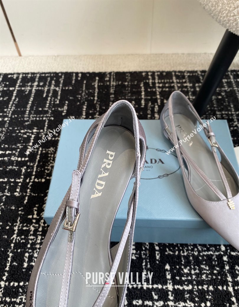 Prada Satin cut-out ballerinas flats Grey 2024 1I740N (KL-241115109)