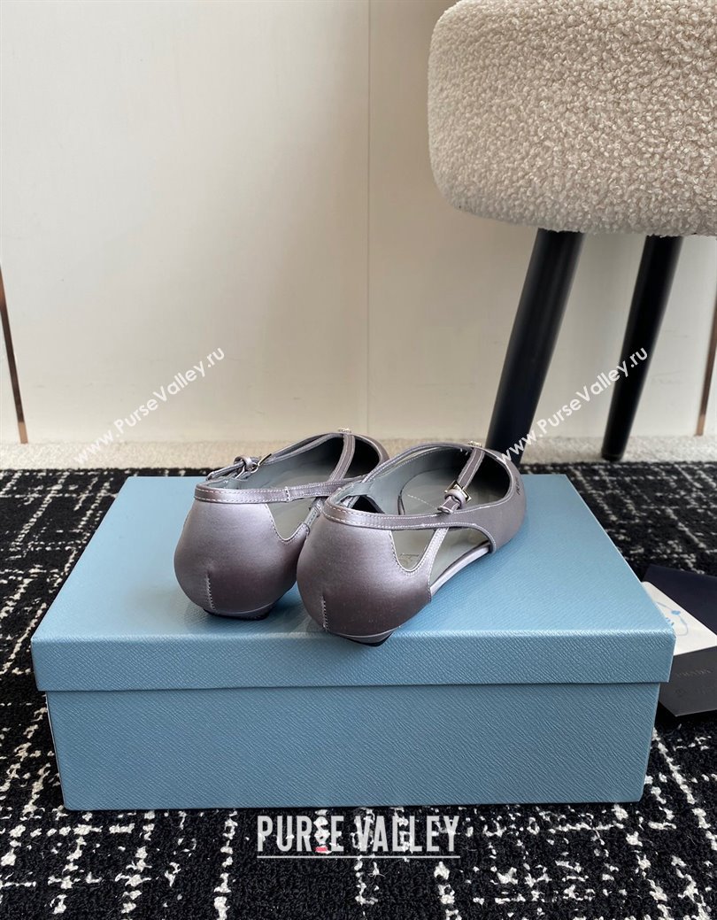 Prada Satin cut-out ballerinas flats Grey 2024 1I740N (KL-241115109)