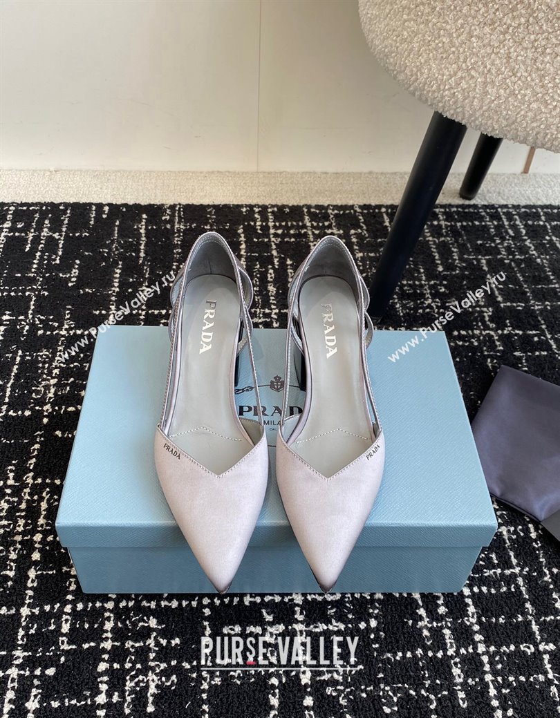 Prada Satin cut-out pumps 6.5cm Grey 2024 1I736N (KL-241115115)