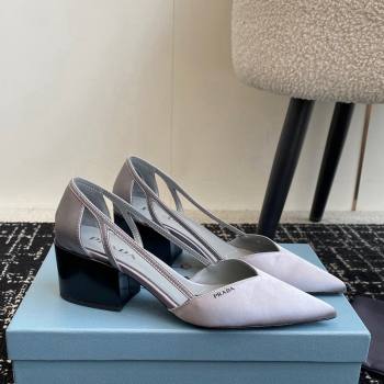 Prada Satin cut-out pumps 6.5cm Grey 2024 1I736N (KL-241115115)