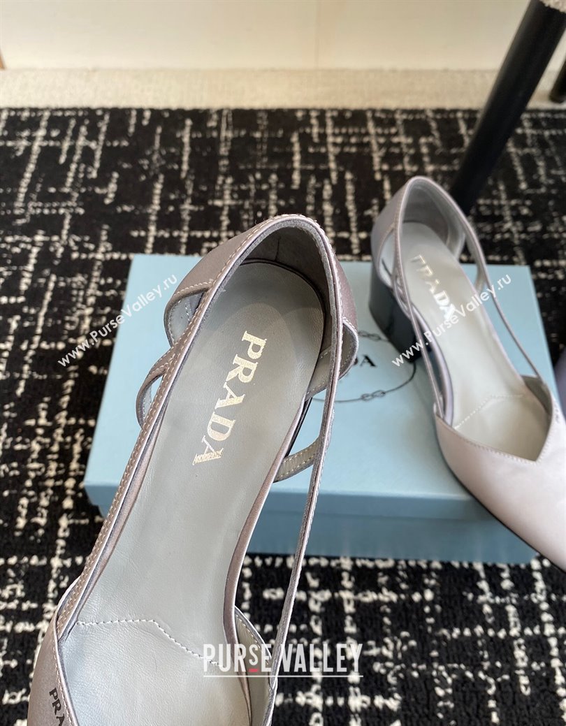 Prada Satin cut-out pumps 6.5cm Grey 2024 1I736N (KL-241115115)