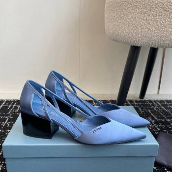 Prada Satin cut-out pumps 6.5cm Light Blue 2024 1I736N (KL-241115118)