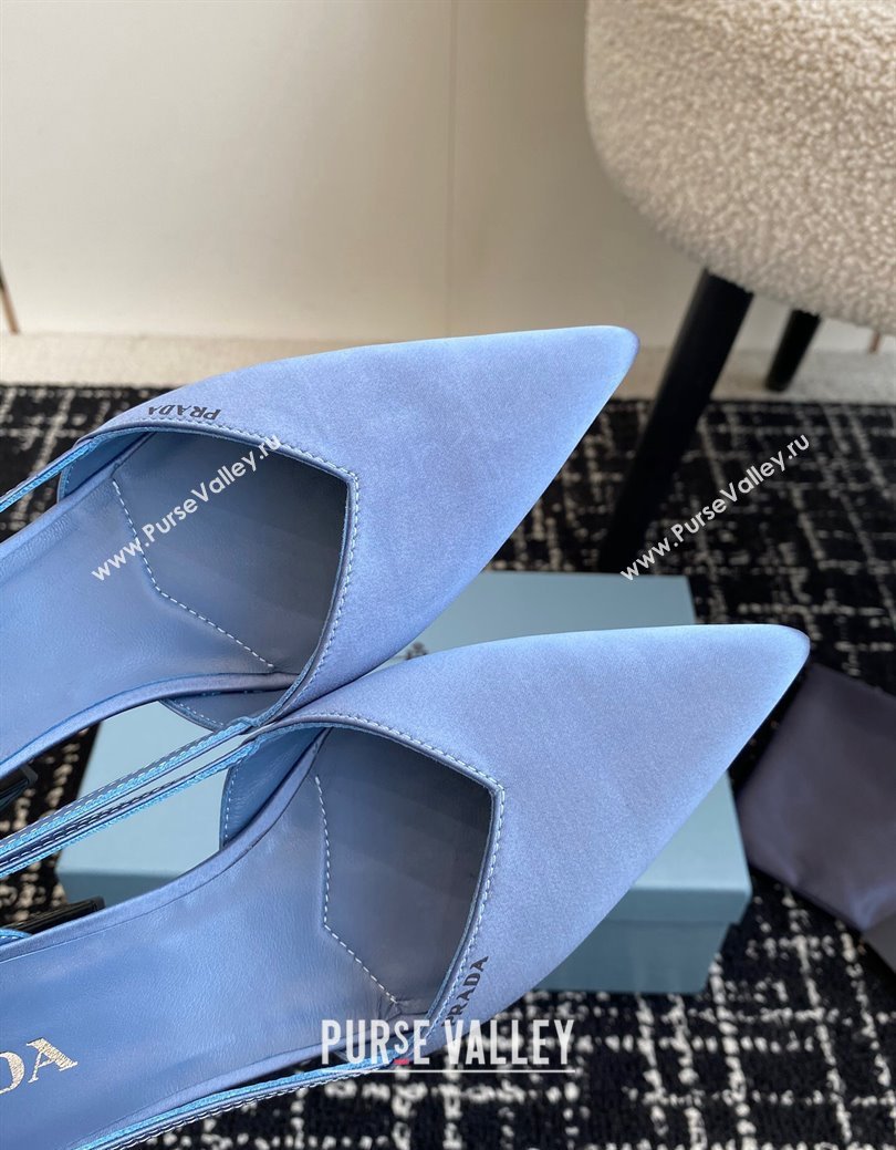 Prada Satin cut-out pumps 6.5cm Light Blue 2024 1I736N (KL-241115118)