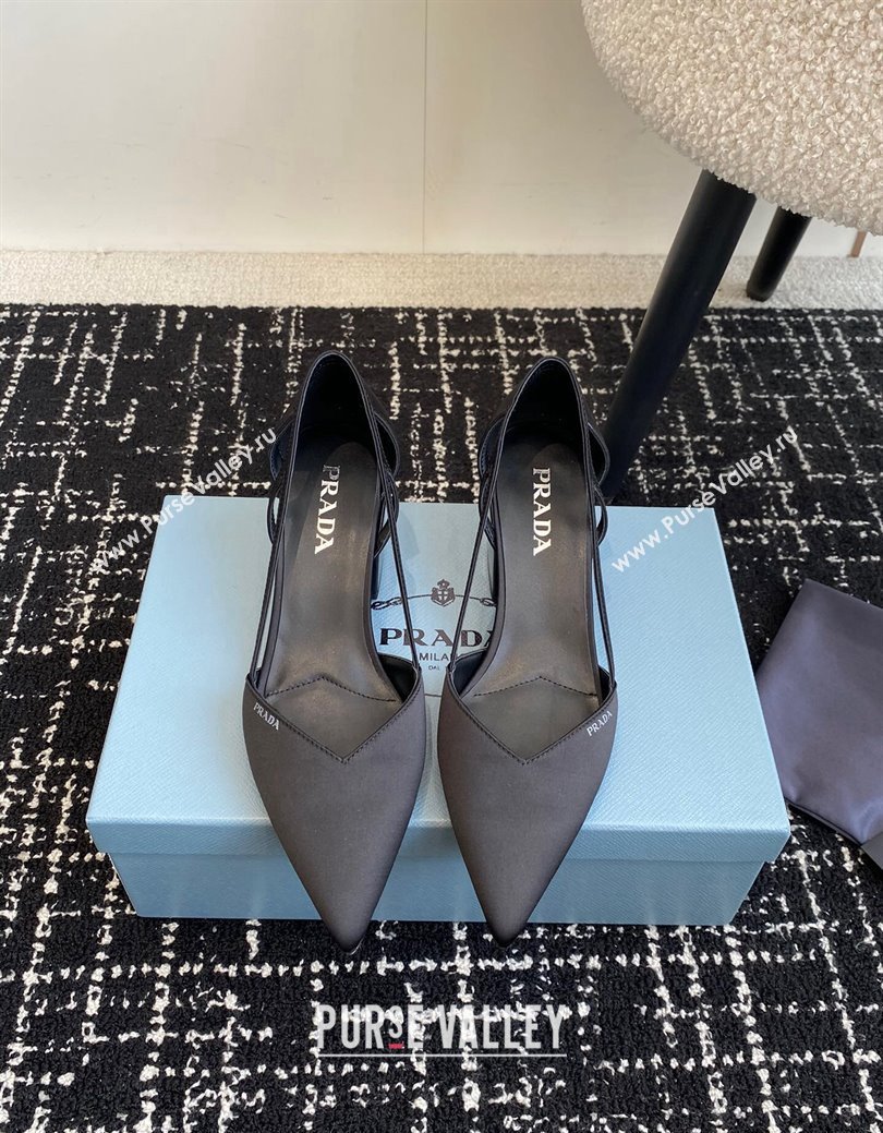 Prada Satin cut-out pumps 6.5cm Black 2024 1I736N (KL-241115119)