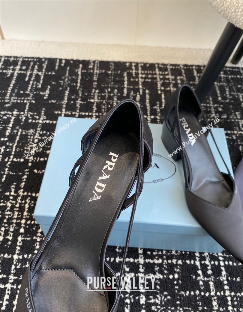 Prada Satin cut-out pumps 6.5cm Black 2024 1I736N (KL-241115119)