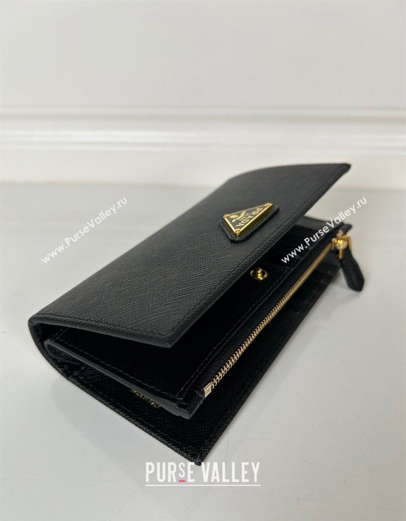 Prada Large Saffiano leather wallet black/gold triangle 2024 1ML009 (YZ-241213038)