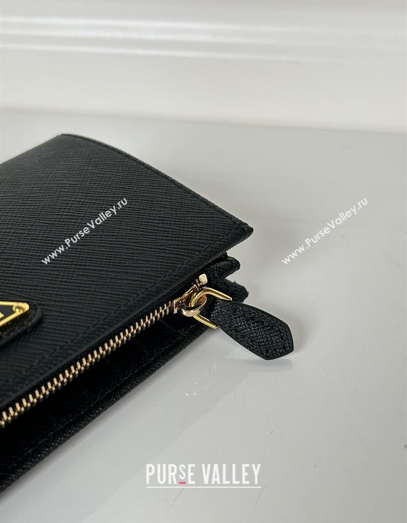 Prada Large Saffiano leather wallet black/gold triangle 2024 1ML009 (YZ-241213038)