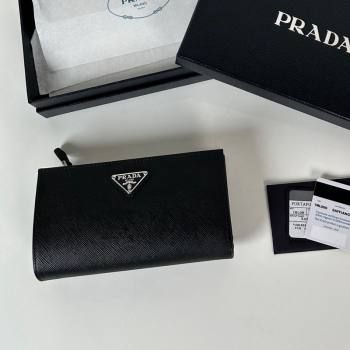 Prada Large Saffiano leather wallet black /silver triangle 2024 1ML009 (YZ-241213039)