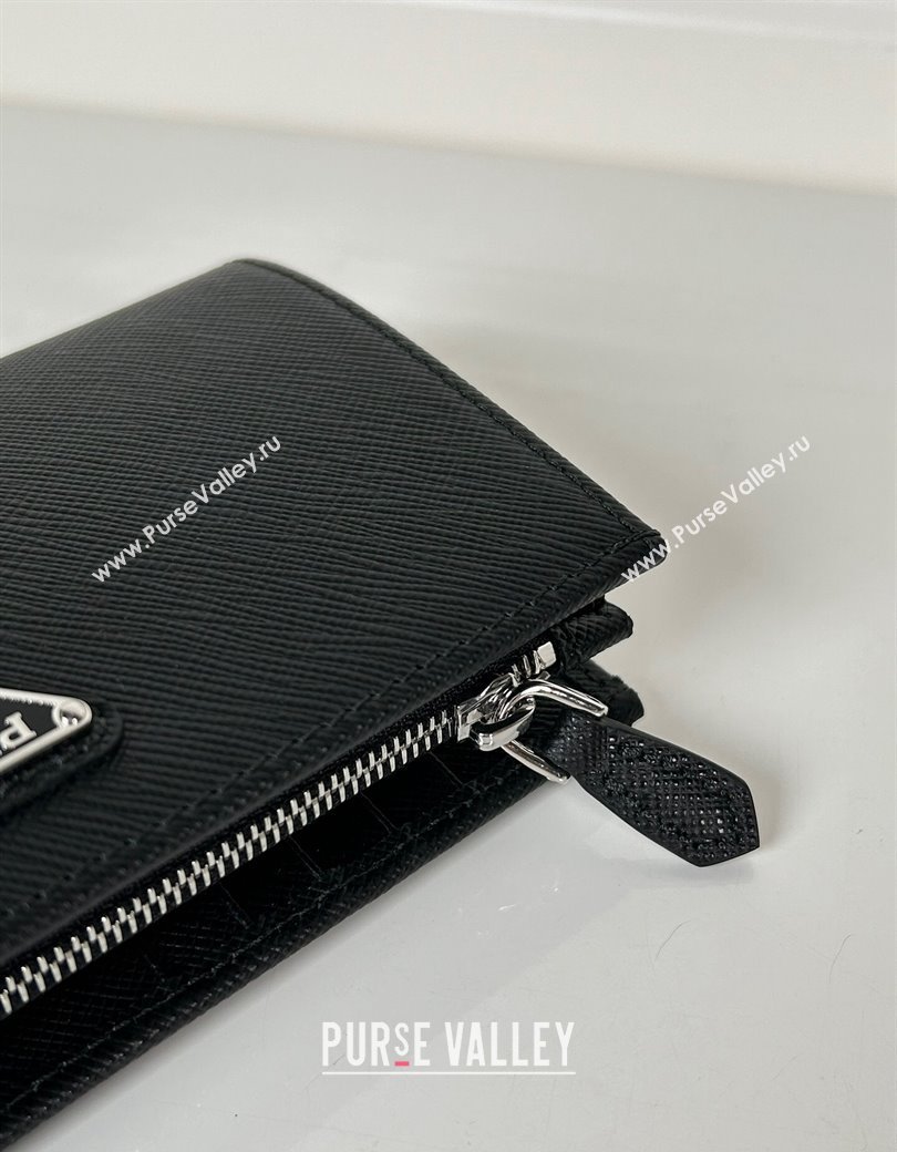 Prada Large Saffiano leather wallet black /silver triangle 2024 1ML009 (YZ-241213039)