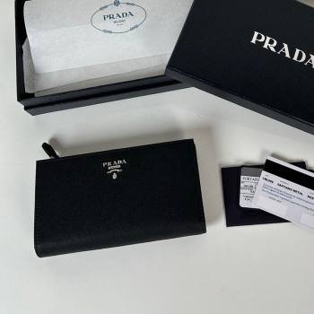 Prada Large Saffiano leather wallet black/silver logo 2024 1ML009 (YZ-241213040)