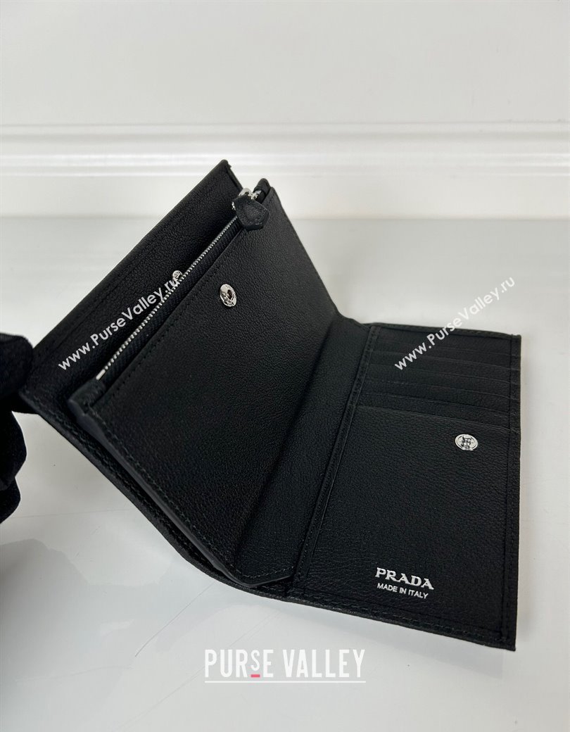 Prada Large Saffiano leather wallet black/silver logo 2024 1ML009 (YZ-241213040)