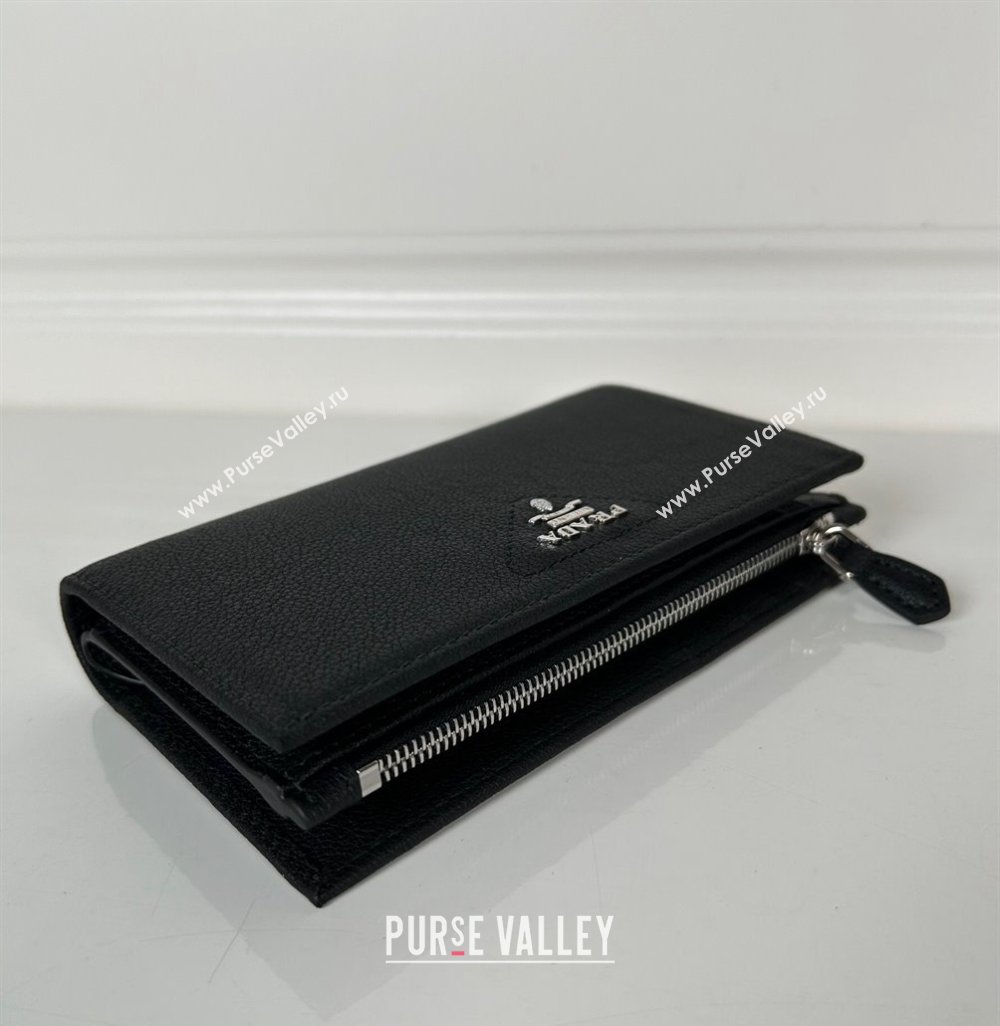 Prada Large Saffiano leather wallet black/silver logo 2024 1ML009 (YZ-241213040)