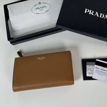 Prada Large Saffiano leather wallet brown 2024 1ML009 (YZ-241213041)