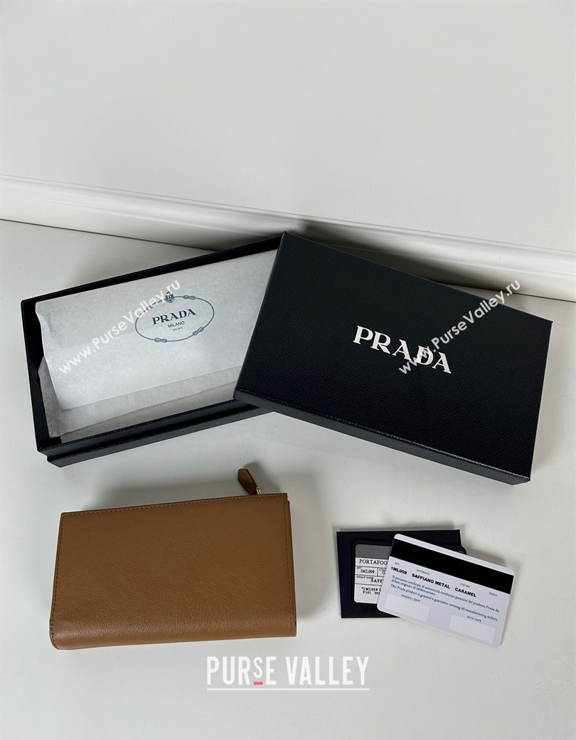 Prada Large Saffiano leather wallet brown 2024 1ML009 (YZ-241213041)