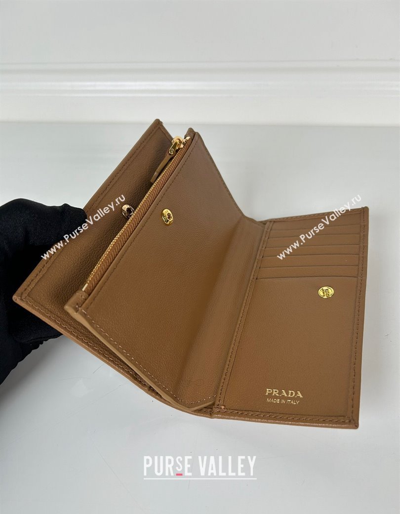 Prada Large Saffiano leather wallet brown 2024 1ML009 (YZ-241213041)