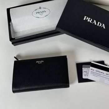 Prada Large Saffiano leather wallet black/gold logo 2024 1ML009 (YZ-241213042)