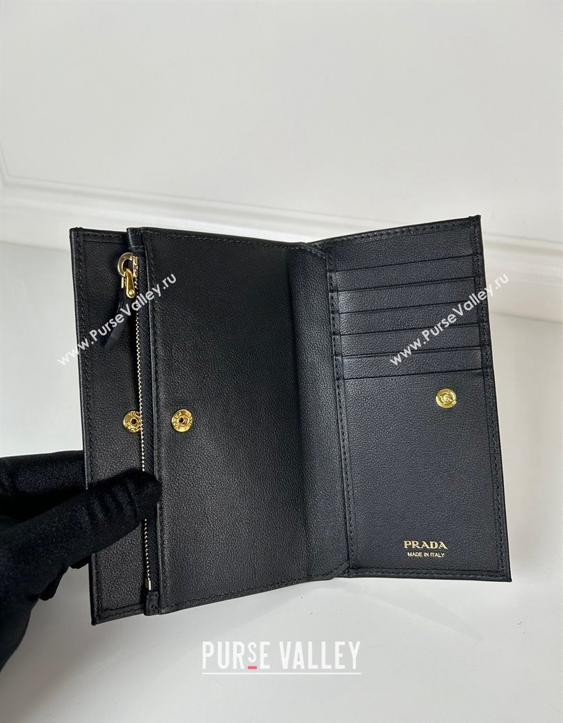 Prada Large Saffiano leather wallet black/gold logo 2024 1ML009 (YZ-241213042)