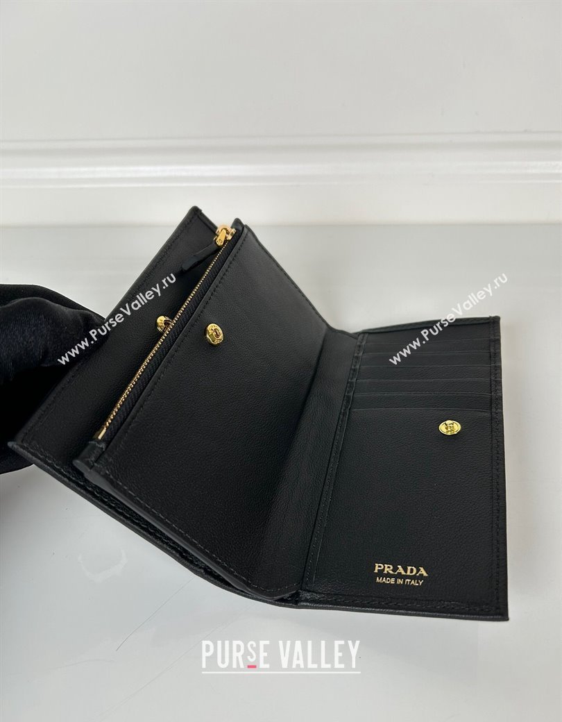 Prada Large Saffiano leather wallet black/gold logo 2024 1ML009 (YZ-241213042)