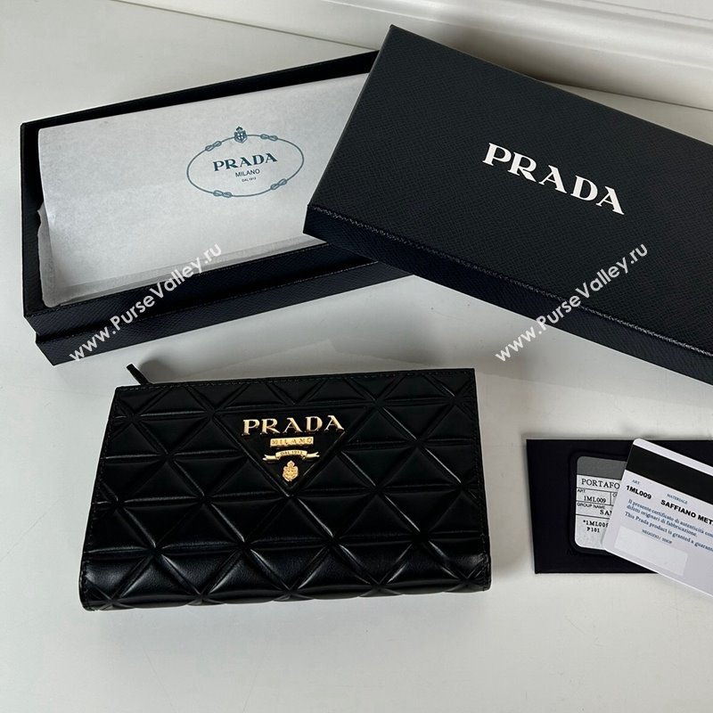 Prada Large quilted leather wallet black 2024 1ML009 (YZ-241213043)