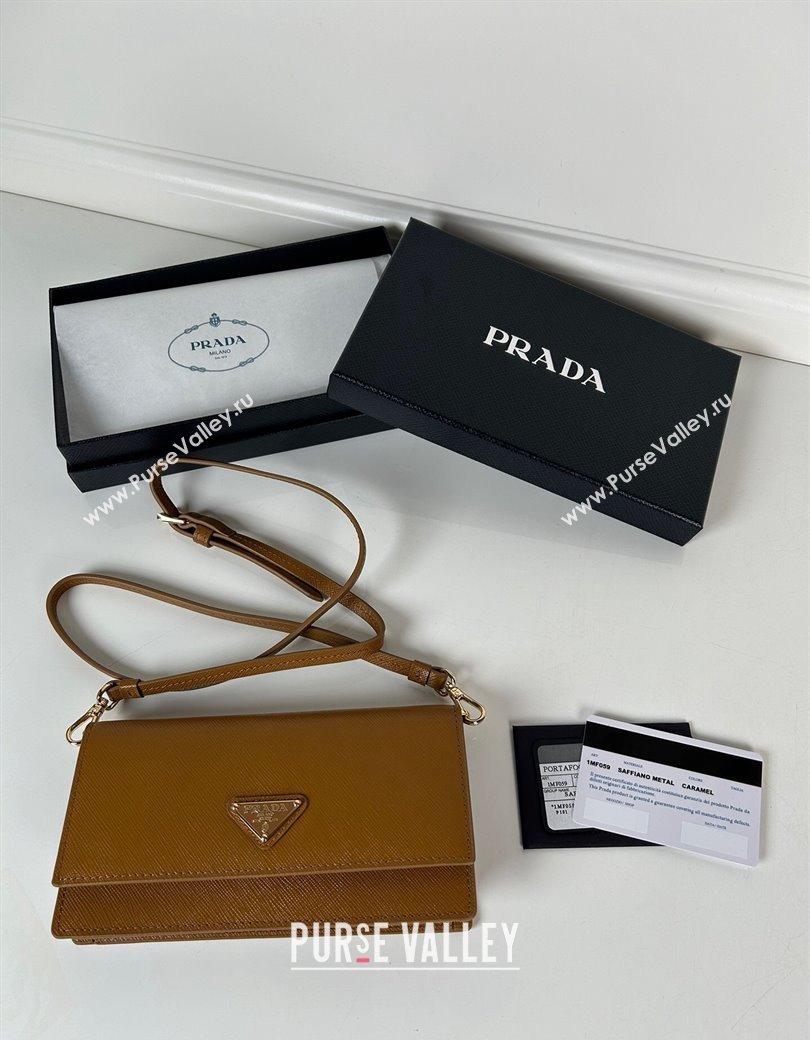 Prada Saffiano leather mini-bag brown 2024 1NF059 (YZ-241213044)