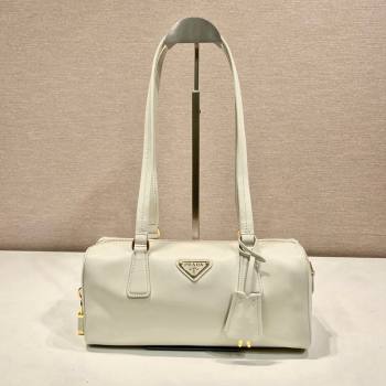 Prada Medium leather top-handle bag with padlock White 2024 1BB127 (YZ-241213046)