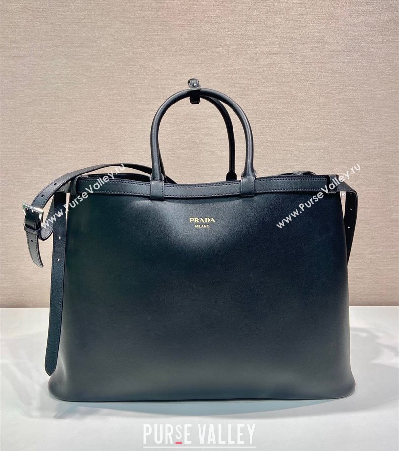 Prada Mens Buckle large leather handbag with double belt Black 2024 1BG126 (YZ-241213048)