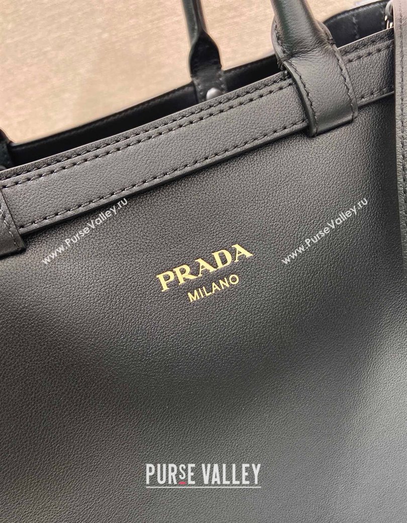 Prada Mens Buckle large leather handbag with double belt Black 2024 1BG126 (YZ-241213048)