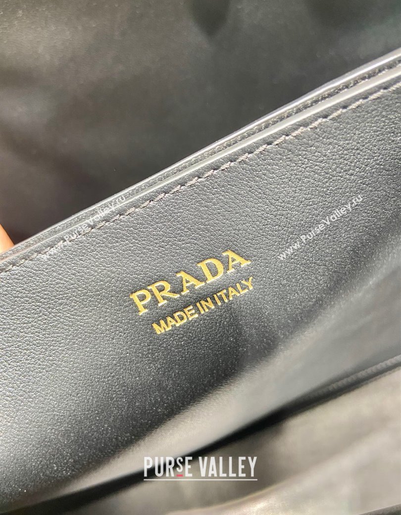 Prada Mens Buckle large leather handbag with double belt Black 2024 1BG126 (YZ-241213048)