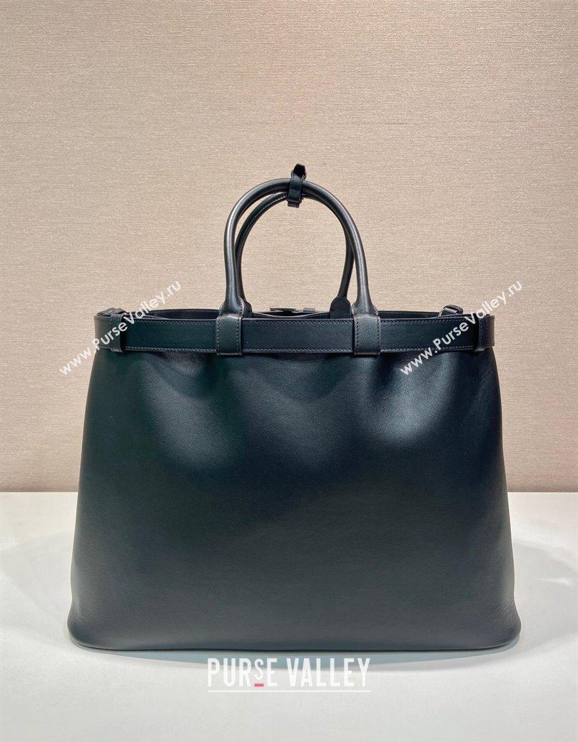 Prada Mens Buckle large leather handbag with buckle belt Black 2024 1BG126 (YZ-241213050)