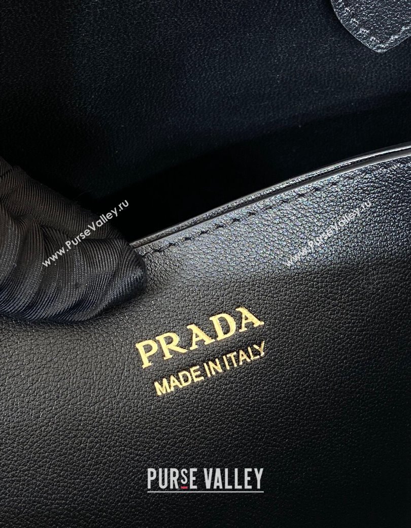 Prada Mens Buckle large leather handbag with buckle belt Black 2024 1BG126 (YZ-241213050)