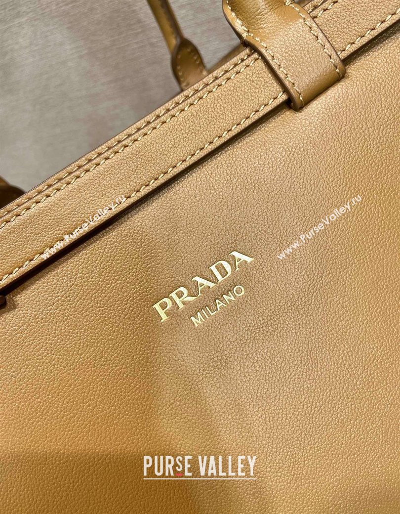 Prada Mens Buckle large leather handbag with double belt Dark Beige 2024 1BG126 (YZ-241213049)