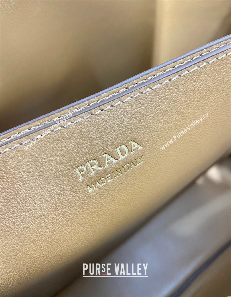 Prada Mens Buckle large leather handbag with double belt Dark Beige 2024 1BG126 (YZ-241213049)