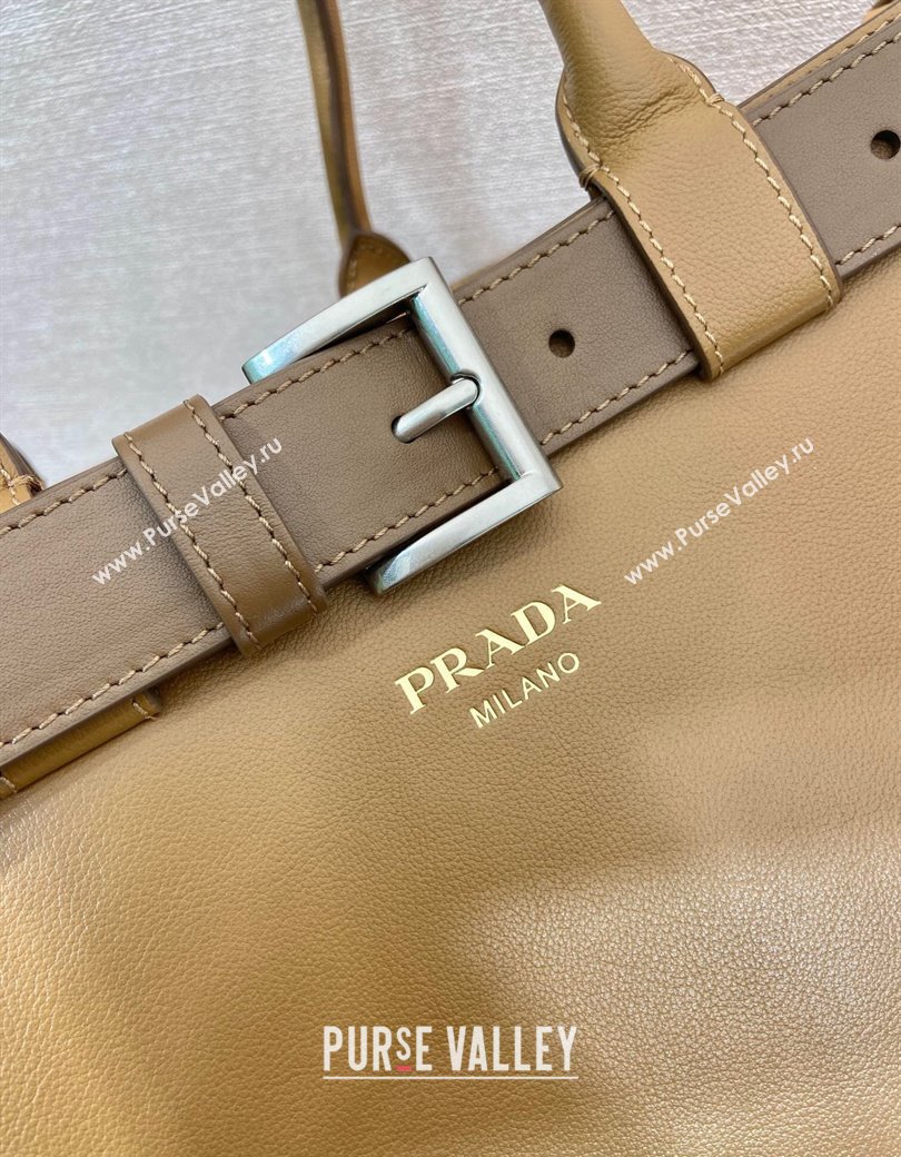 Prada Mens Buckle large leather handbag with buckle belt Dark Beige 2024 1BG126 (YZ-241213051)