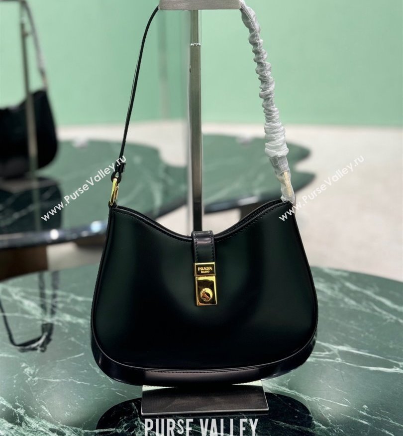 Prada Cleo leather hobo bag with strap Black 2024 1BC169 (YZ-241213058)