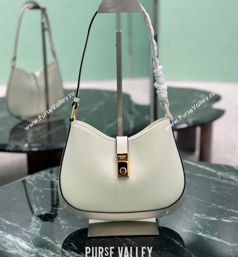 Prada Cleo leather hobo bag with strap White 2024 1BC169 (YZ-241213059)