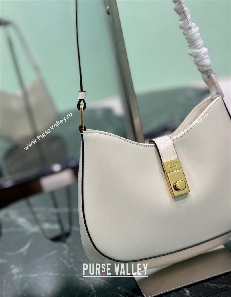 Prada Cleo leather hobo bag with strap White 2024 1BC169 (YZ-241213059)