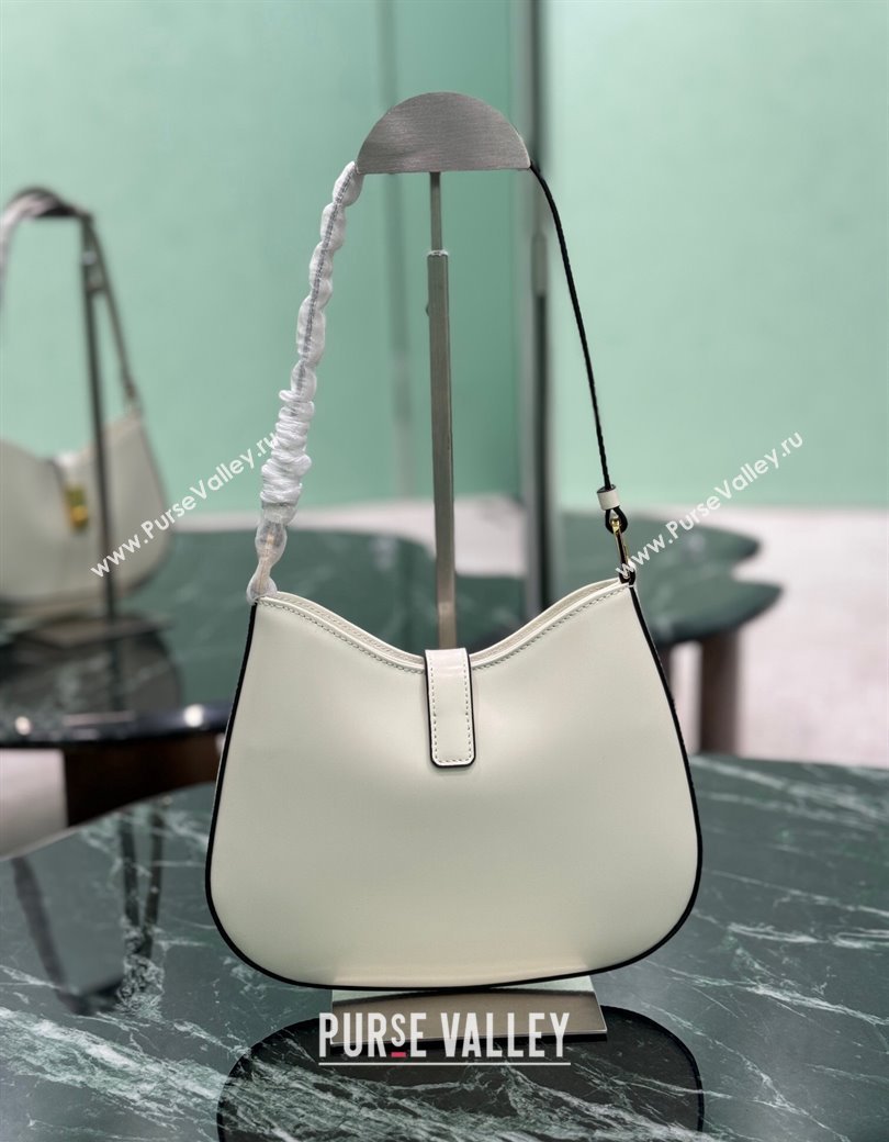 Prada Cleo leather hobo bag with strap White 2024 1BC169 (YZ-241213059)