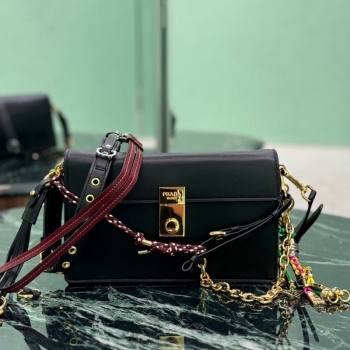 Prada Soft Sound small leather shoulder bag with charms Black 2024 1BD379 (YZ-241213060)