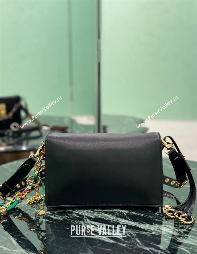 Prada Soft Sound small leather shoulder bag with charms Black 2024 1BD379 (YZ-241213060)