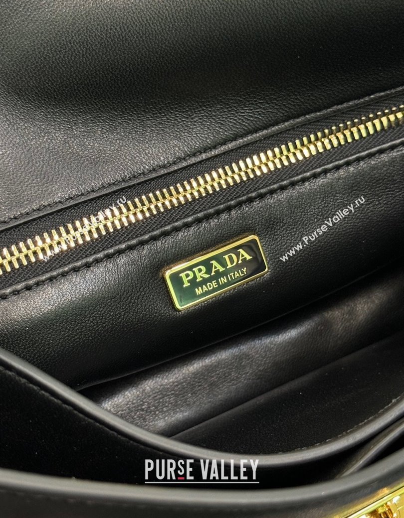 Prada Soft Sound small leather shoulder bag with charms Black 2024 1BD379 (YZ-241213060)