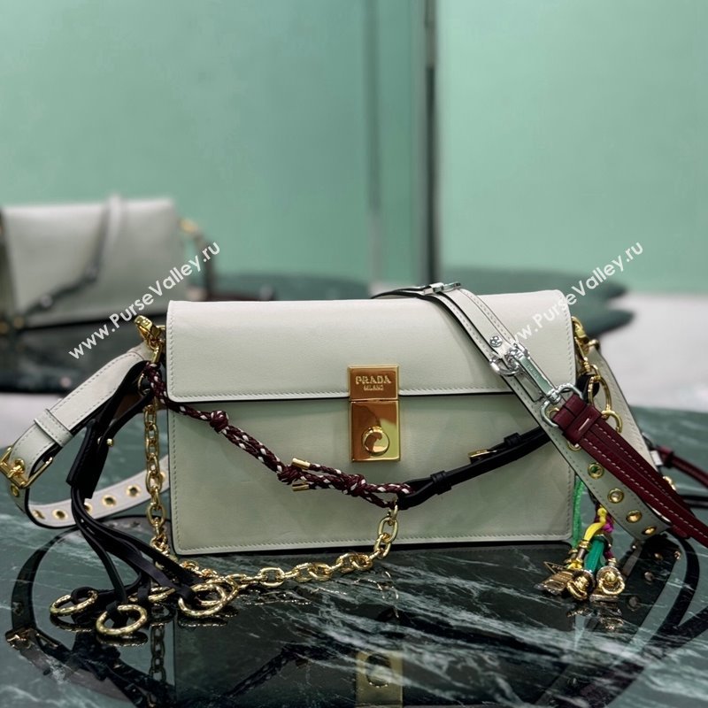 Prada Soft Sound small leather shoulder bag with charms White 2024 1BD379 (YZ-241213061)